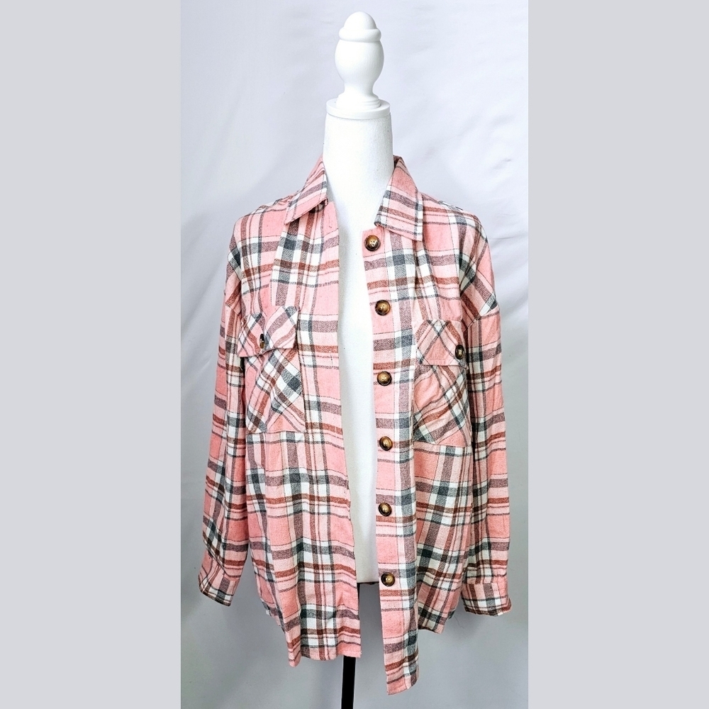 XSmall Pink Plaid Flannel Top